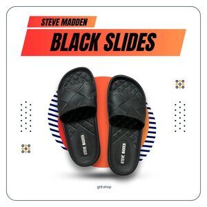 Steve Madden Black Quilted Slides Sandals Slip-On Comfortable Footwear Size 7
